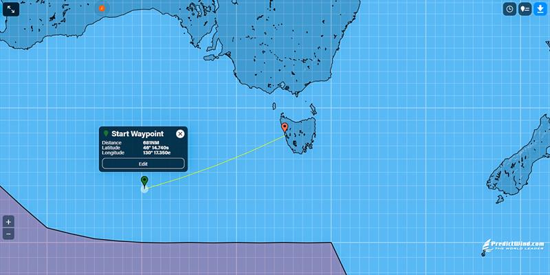 Pip Hare's latest reported location off the Australian Bight, nearest harbour is 700nm away in Tasmania photo copyright Predictwind taken at Royal Yacht Squadron and featuring the IMOCA class