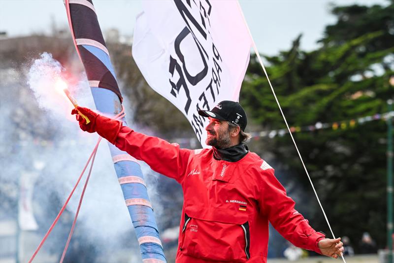 Boris Herrmann during the channel passage after finishing the Vendée Globe photo copyright Vincent Curutchet / Vendée Globe taken at  and featuring the IMOCA class