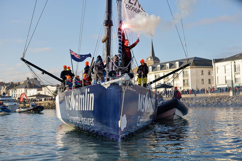 Conrad Colman (NZL) - MS Amlin - celebrates after finishing 21st  in the 2024 Vendée Globe - Les Sables d'Olonne , France - February 4, 2025 photo copyright Anne Beauge / Alea taken at Yacht Club de France and featuring the IMOCA class