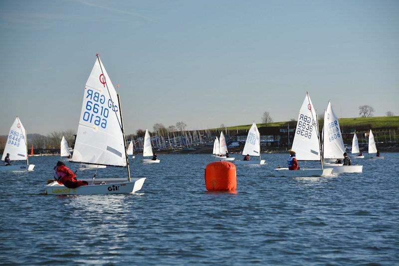 Nia Byrne and Isla Hutchinson - IOCA Optimist Winter Championships at Draycote photo copyright Stephen Wright taken at Draycote Water Sailing Club and featuring the Optimist class