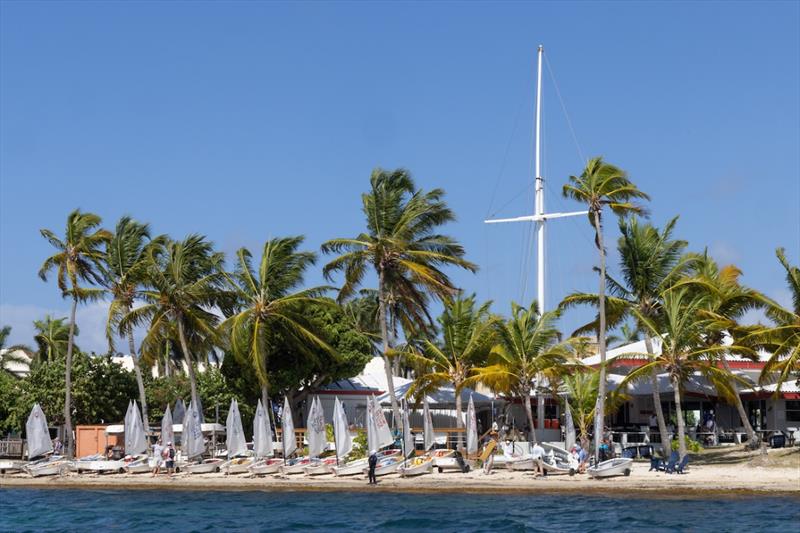 31st International Optimist Regatta - Opti's lined up on the beach at the St. Thomas Yacht Club - photo © Matias Capizzano