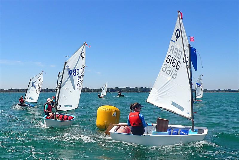 Windward mark rounding - Optimist Red Ribbon Regatta at Hayling Island - photo © Melvyn Cooper