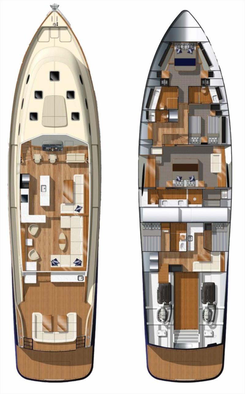 Palm Beach 85 Sedan Layout - photo © Palm Beach Motor Yachts