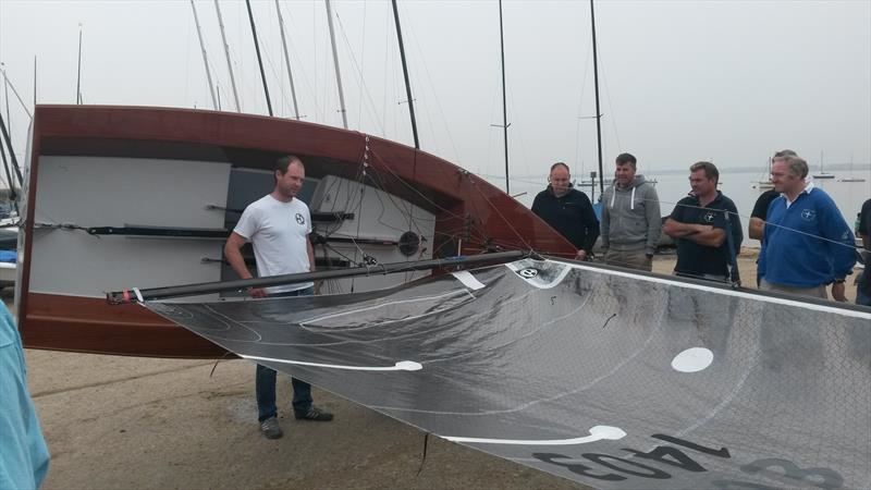 Andy Davis from HD Sails giving a demonstration while waiting for wind at the Phantom Nationals photo copyright Ian Sullivan taken at Stone Sailing Club and featuring the Phantom class