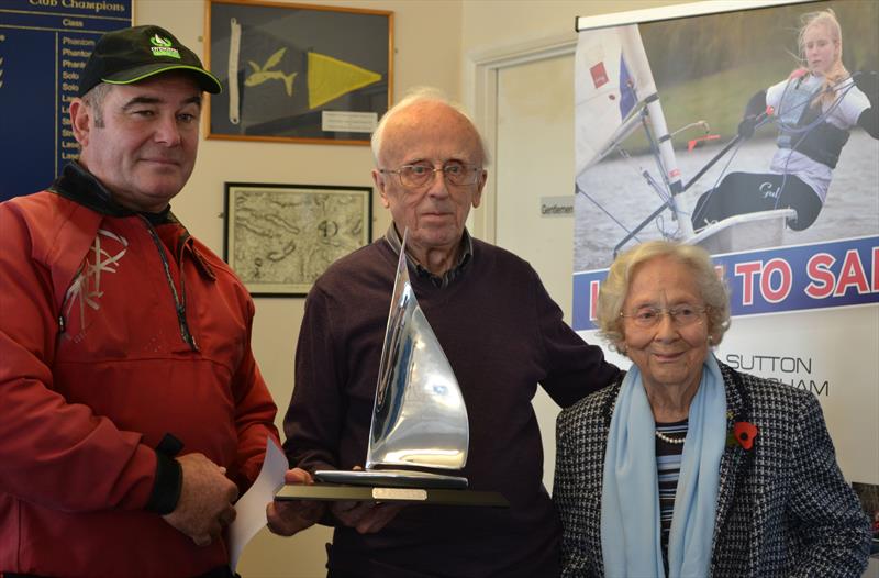 Roger's Race Winner presented with the trophy by John and Margaret, Roger's parents - photo © Saffron Gallagher