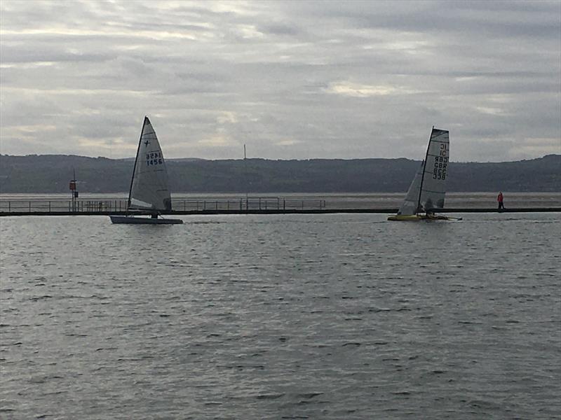 Steve Fleming in his IC chasing Andrew Potter in his Phantom during West Kirby Sailing Club Frostbite Series Day 1 - photo © Liz Potter