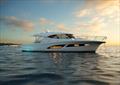 The profile of the new Riviera 465 SUV offers a distinctive flair in the bow and striking full-length hull windows