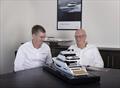 Assuming control, Managing Director Tom Barry-Cotter, and Founder Bill Barry-Cotter review the model of the new M75, 20 years after the groundbreaking Maritimo 60 was unveiled