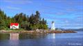 Dryad Point Lighthouse as we turn into Seaforth Channel. Seas rippled as advertised