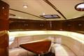 Front cabin: hand-stitched LVMH upholstery against high-gloss mahogany, hand-made and finished