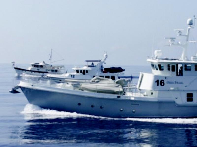 Just a great photo of N.A. R. boats Mid-Atlantic – Vessels from front to back are: Grey Pearl N62 owned by Braun and Tina Jones, Goleen N57 owned by Christopher and Sonia Samuelson and in the back, is Sea Fox then owned by Dennis and Julie Fox - photo © Pendana Blog, www.pendanablog.com