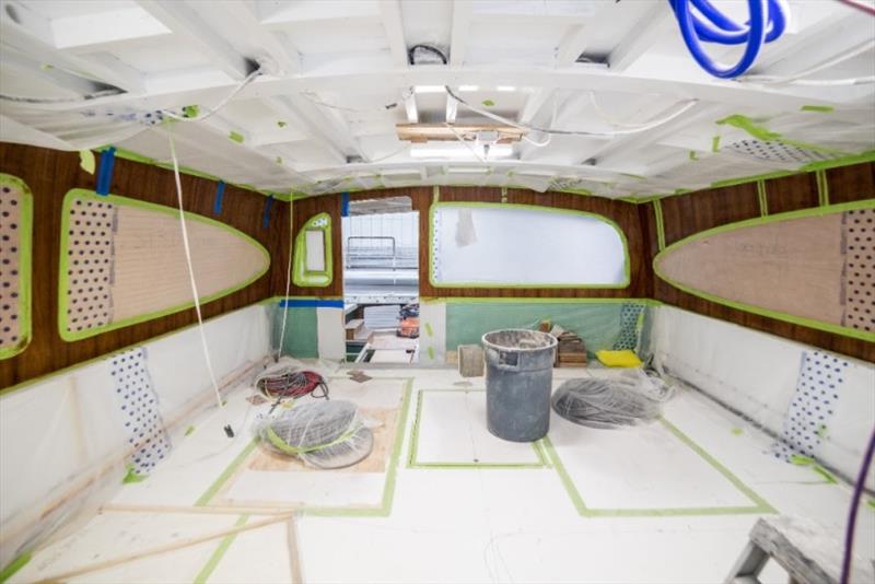 Salon veneers with their final coats of finish - photo © Bayliss Boatworks