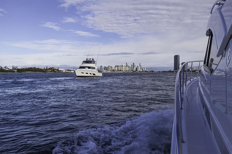 Iconic Gold Coast serves as a great backdrop for Riviera's 72 Sport Motor Yacht photo copyright John Curnow taken at  and featuring the Power boat class