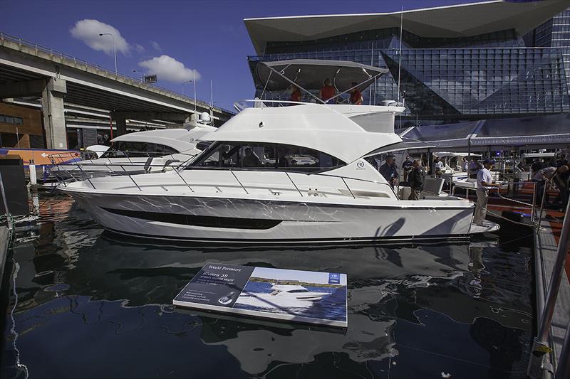 Riviera's 39 Sport Motor Yacht had her World Premiere at the Sydney International Boat Show photo copyright John Curnow taken at  and featuring the Power boat class