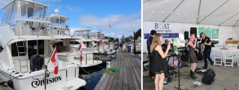 Left: The dock was filled with Rivieras. Right: Everyone enjoyed the band. - photo © Riviera Australia