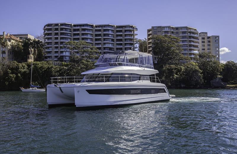 Fountaine Pajot MY44 in Rushcutters Bay photo copyright John Curnow taken at  and featuring the Power boat class