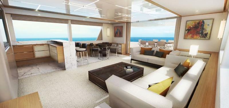 Johnson 115 Sky Lounge view - photo © Johnson Yachts