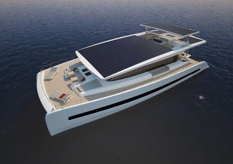 First Stylish Solar Powered Silent 79 Catamaran Under Construction In Italy