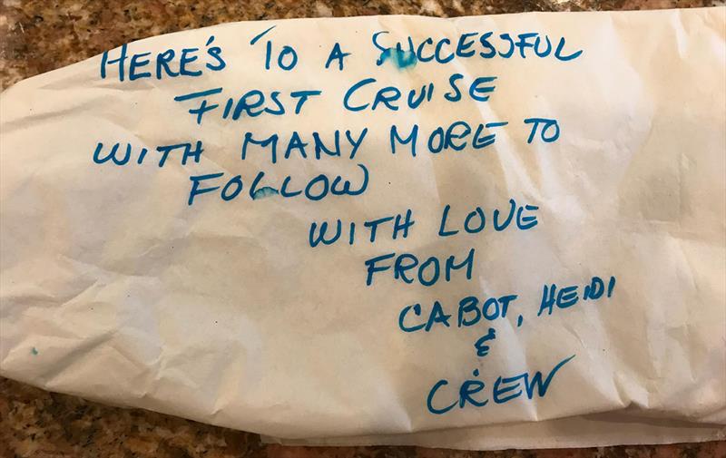 Note from Heidi and Cabot to parents - photo © Lyman-Morse Boatbuilding