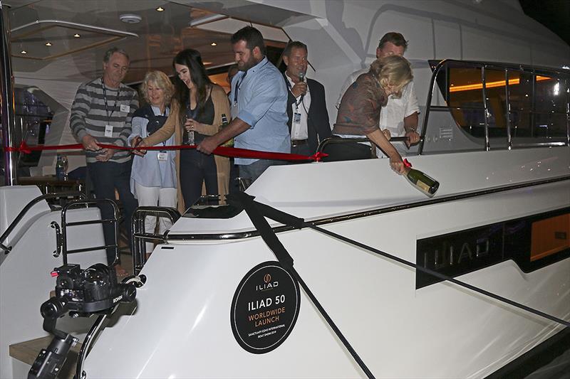 New owners of the first vessels celebrate the launch of the new Iliad brand of powercats photo copyright John Curnow taken at  and featuring the Power boat class
