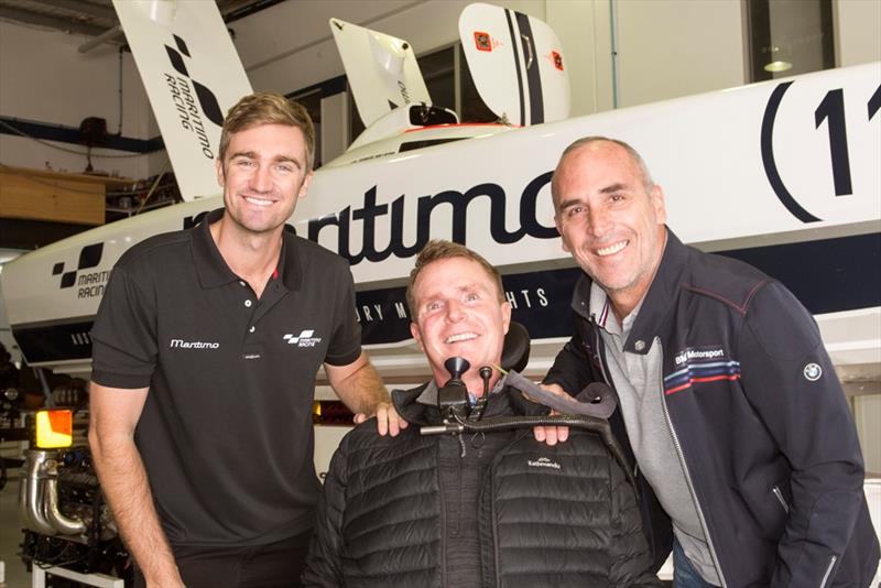 (L to R) Tom Barry-Cotter, Perry Cross and Chad Lemming at the Maritimo race team HQ before the run photo copyright Maritimo taken at  and featuring the Power boat class