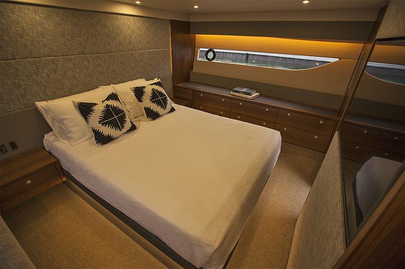 Full beam Master Stateroom amidships, with it's own head running up on the starboard side where the third cabin normally resides. - photo © John Curnow