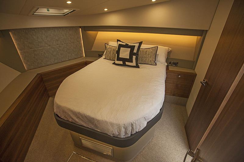 For'ard VIP Stateroom with offset island Queen bed, and loads of storage. - photo © John Curnow