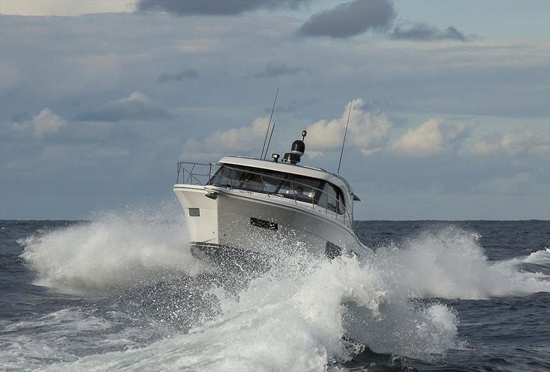 The Riviera 445 SUV arriving in Sydney with the new Volvo Penta D6 IPS650s. - photo © John Curnow