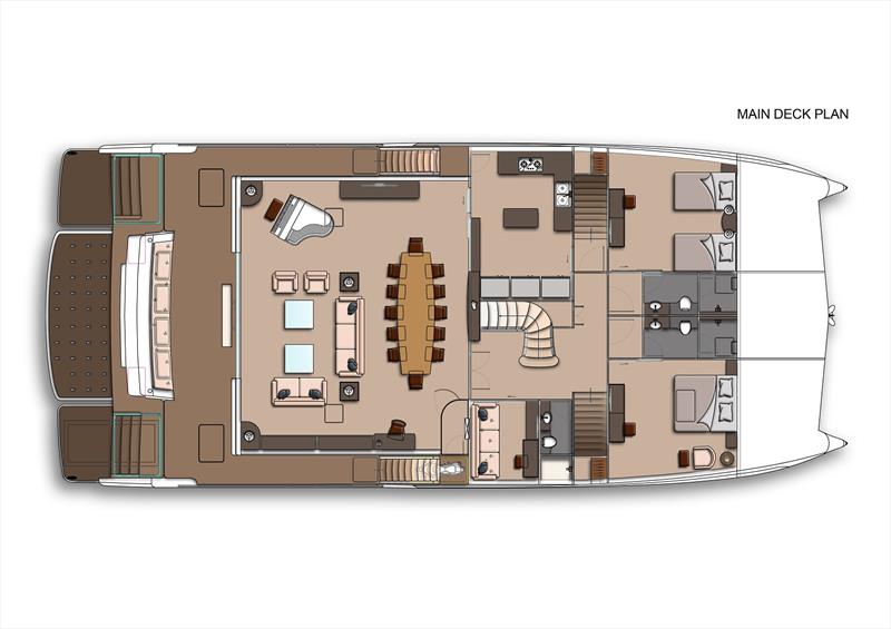 Main Deck Plan - New AmaSea 84 catamaran photo copyright AmaSea Yachts taken at  and featuring the Power boat class