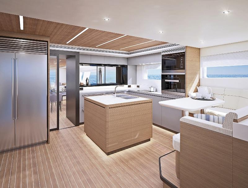 CLB88 Interior Galley photo copyright CL Yachts taken at  and featuring the Power boat class