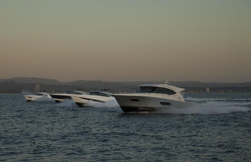 LtoR 445SUV, then 5400 Sport Yacht, 4800 Sport Yacht Series II, and finally 545SUV  - Riviera trip Gold Coast to Sydney - photo © John Curnow