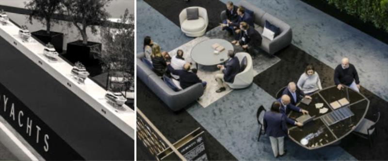 Guests have been welcomed in a Giorgetti designed and decorated lounge - photo © Monte Carlo Yachts