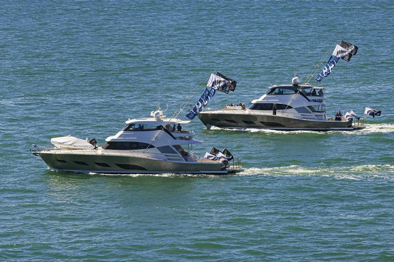 The flagships leading the flotilla – two majestic Riviera 72 Sports Motor Yachts - photo © Riviera Studio