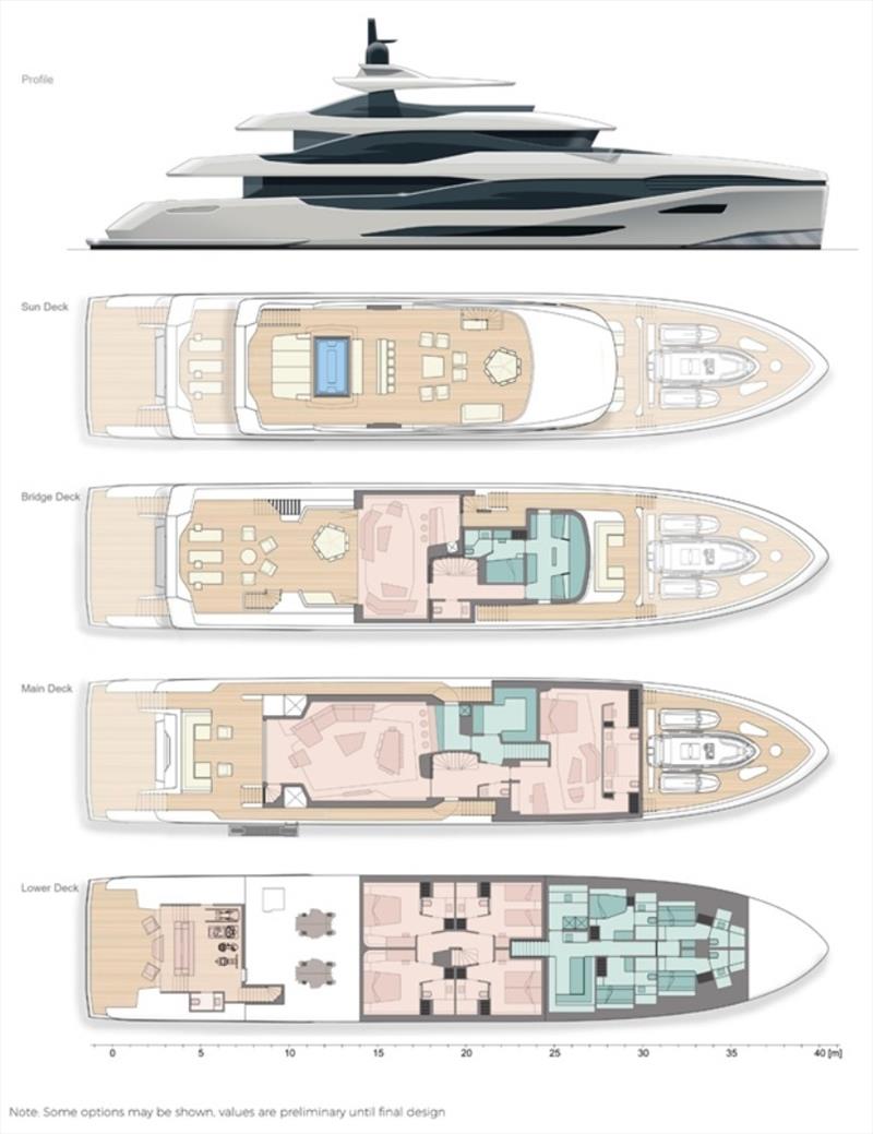 Moonen Marquis 42m - General arrangement photo copyright Moonen Yachts taken at  and featuring the Power boat class