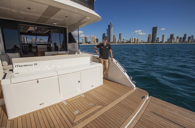 Adventure deck is massive, especially with the optional extended marlin platform - New Maritimo M55 photo copyright John Curnow taken at  and featuring the Power boat class