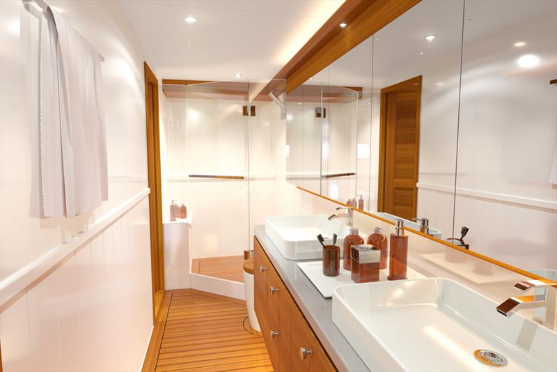 Grand Banks 85 Owner's Stateroom head - photo © Grand Banks Yachts