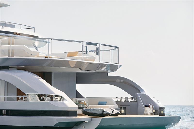Azimut Grande Trideck Beach Area photo copyright Azimut Yachts taken at  and featuring the Power boat class