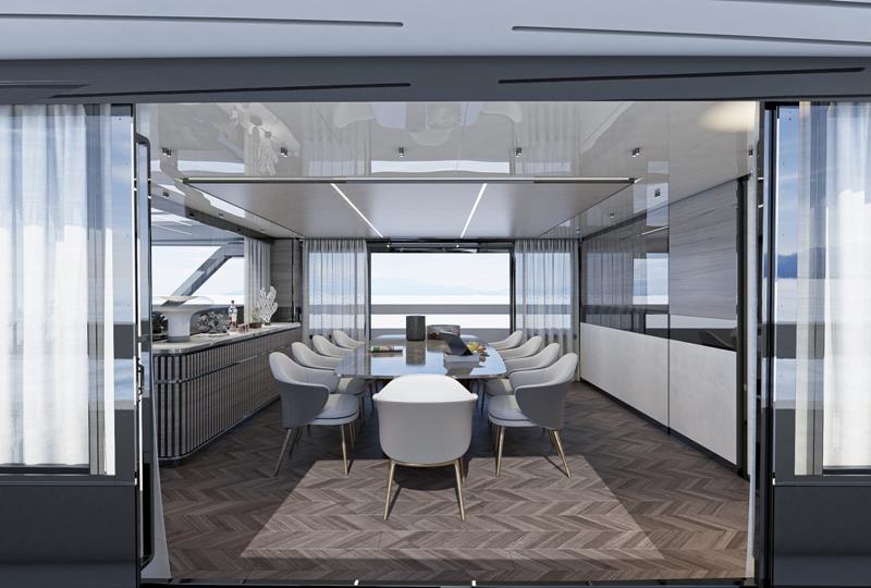 Extra X96 Triplex - Upper saloon - photo © Palumbo Superyachts