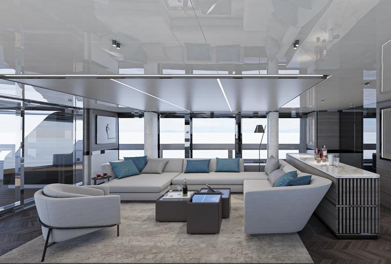 Extra X96 Triplex - Main saloon - photo © Palumbo Superyachts