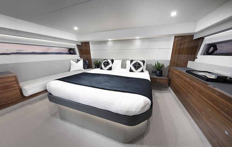 Master Stateroom - Maritimo S55 - note that the deck sole does not impinge on the passage around the bed. - photo © Maritimo