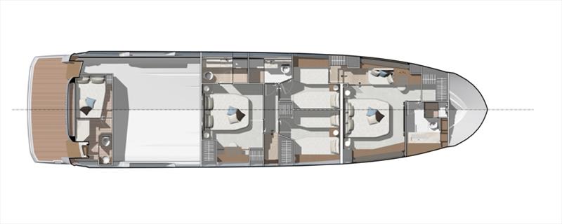 Prestige X70 layout - 4 cabins - photo © Prestige Yachts
