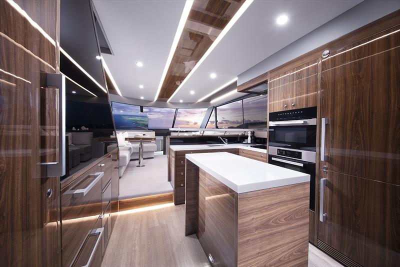 Maritimo M60 galley works straight into all your entertaining space out aft. photo copyright Maritimo taken at  and featuring the Power boat class