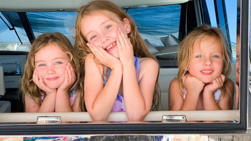 There is plenty of room for family fun aboard the 445 SUV for Wayne and Pam's five grandchildren. - photo © Riviera Australia