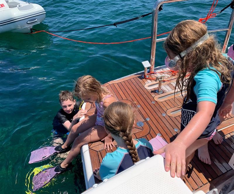 There is plenty of room for family fun aboard the 445 SUV for Wayne and Pam's five grandchildren. - photo © Wayne Osborn