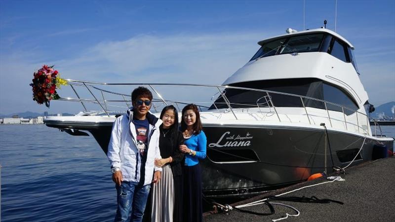 The Shimizu family looking forward to extended boating adventures aboard Luana, their Riviera 54 Enclose Flybridge. - photo © Riviera Australia