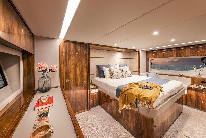 The full-beam master stateroom make the most of the grand scale afforded by Riviera's flagship SUV. - photo © Riviera Australia