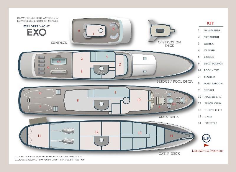 63m Explorer Yacht EXO - General arrangement photo copyright Liebowitz & Partners taken at  and featuring the Power boat class