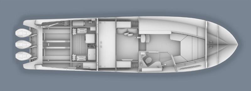 Careful design has kept mechanicals accessible, and comfort easily attainable, as this below-deck view shows - photo © MJM Yachts