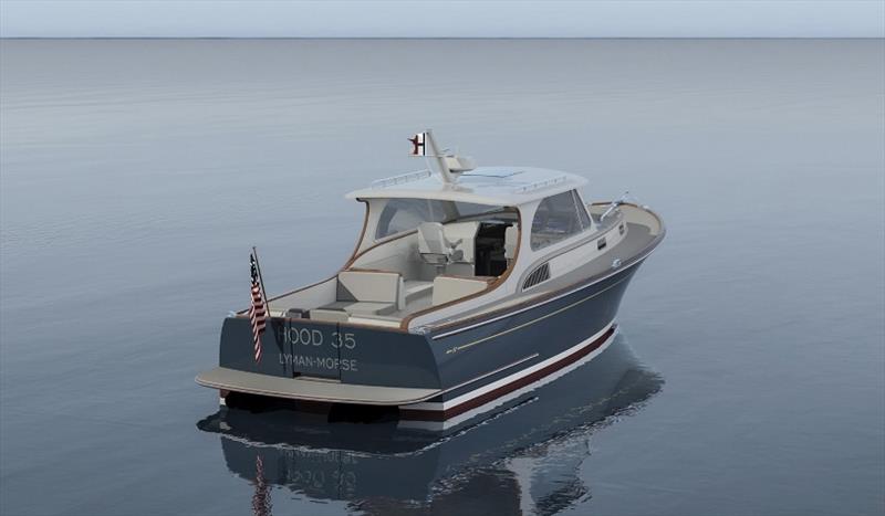 Hood 35 - Express cruiser - Stern view - photo © Lyman-Morse Boatbuilding