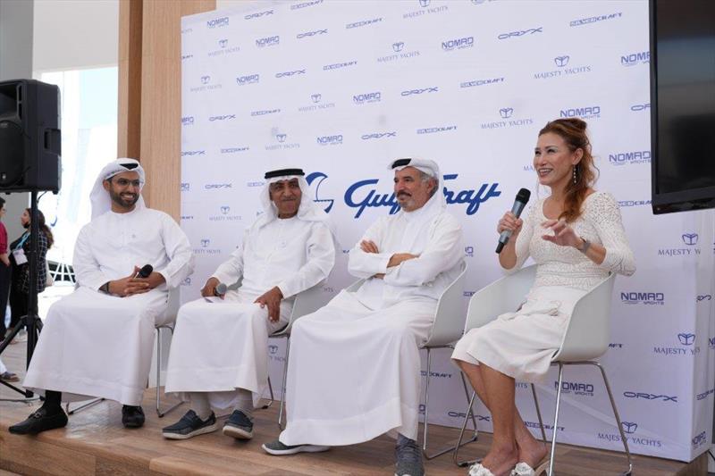 Press Meet at Dubai International Boat Show photo copyright Gulf Craft taken at  and featuring the Power boat class